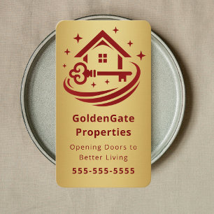 Luxury Red & Gold Real Estate Agent Realtor Business Card