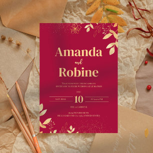 Luxury Red & Gold Wedding Invitation