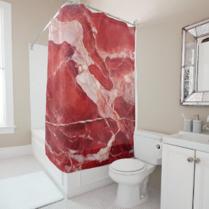 Luxury Red Jasper Onyx Marble Stone Texture Shower Curtain