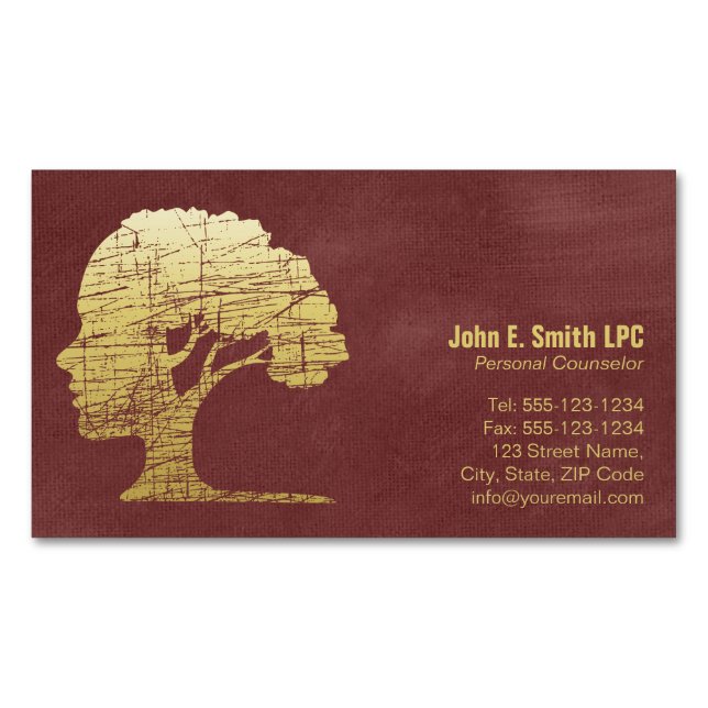 Luxury Red Psychologist Personal Counsellor Magnetic Business Card (Front)