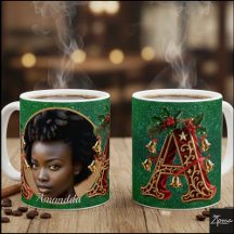 Luxury Red Velvet Gold Christmas Letter A