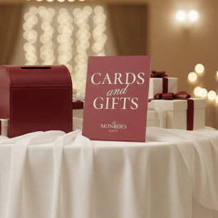 Luxury Red Wedding Bridal Shower Cards and Gifts Pedestal Sign
