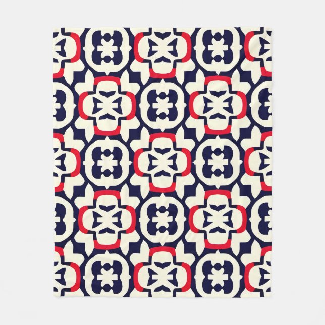 Luxury Red White and Blue Fleece Blanket (Front)