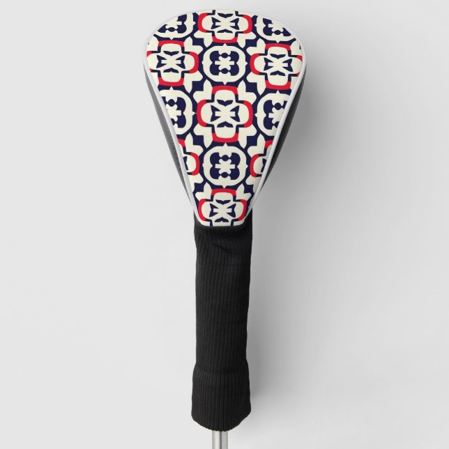 Luxury Red White and Blue Golf Head Cover (Front)