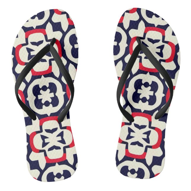 Luxury Red White and Blue Jandals (Footbed)
