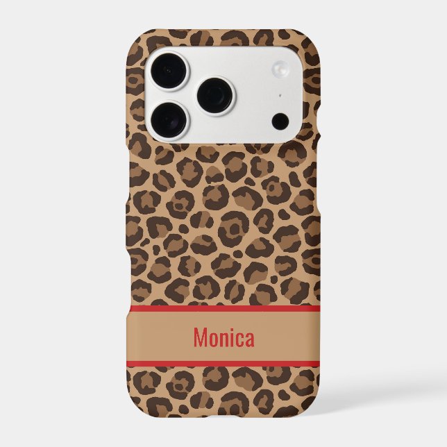 Luxury Red with Leopard Print iphone case (Back)