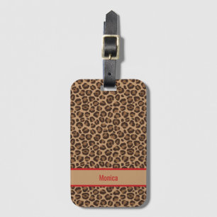 Luxury Red with Leopard Print Luggage Tag