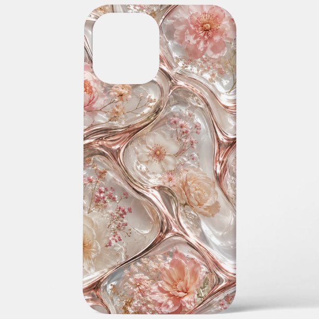 Luxury-resin flowers effect iphone case  (Back)