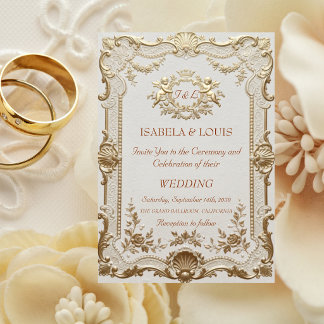 Luxury Rococo Elegant French Lace Wedding Invitation