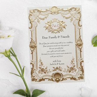 Luxury Rococo Elegant French Lace Wedding Thank You Card
