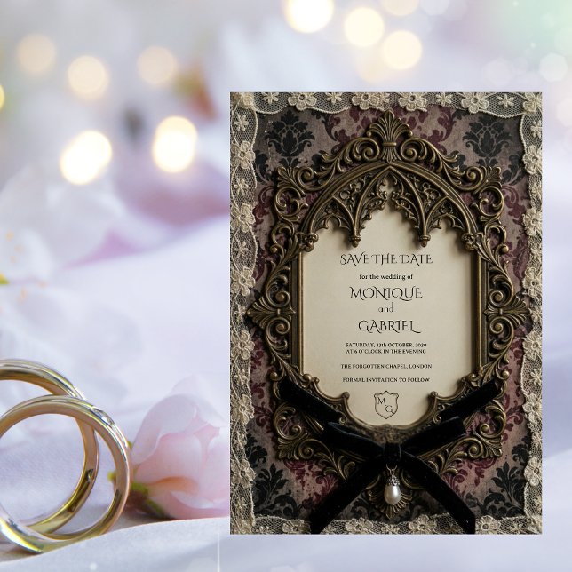 Luxury Rococo Victorian Lace Gothic Save the Date (Creator Uploaded)