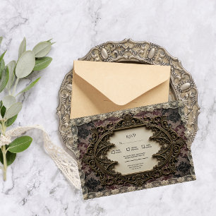 Luxury Rococo Victorian Lace Gothic Wedding RSVP Card