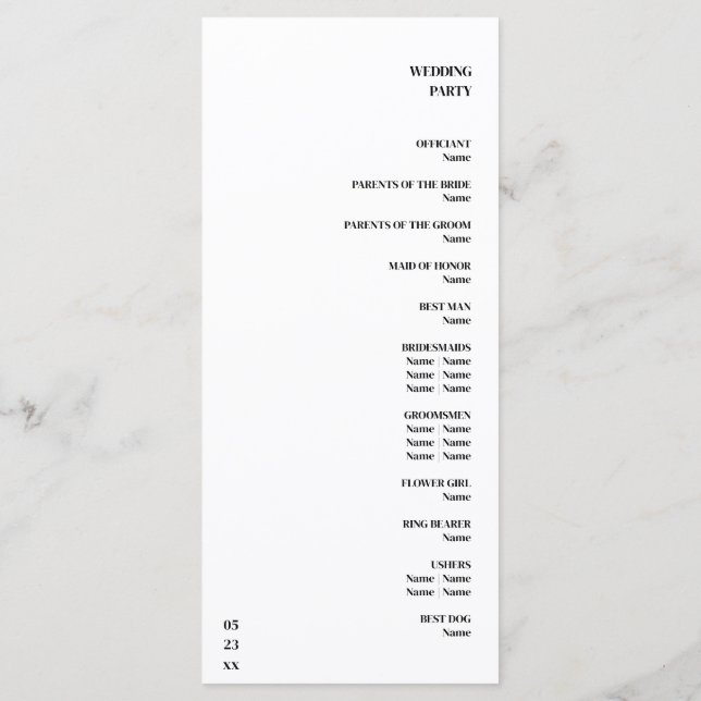 Luxury Romantic Flourish Calligraphy Wedding Gold Programme (Back)