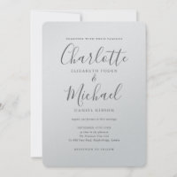 Luxury Romantic Silver Metallic Script Wedding