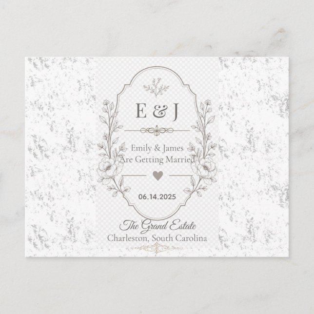 Luxury Romantic Wedding Celebration Design Postcard (Front)