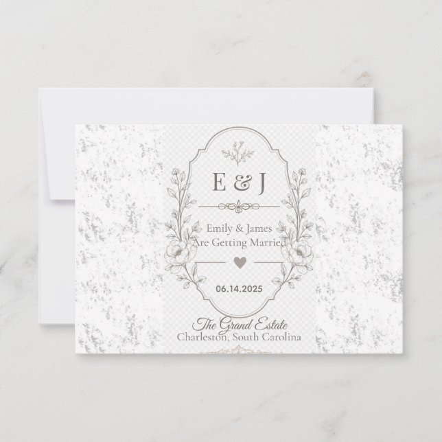 Luxury Romantic Wedding Celebration Design RSVP Card (Front)