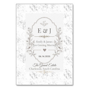 Luxury Romantic Wedding Celebration Design Table Number