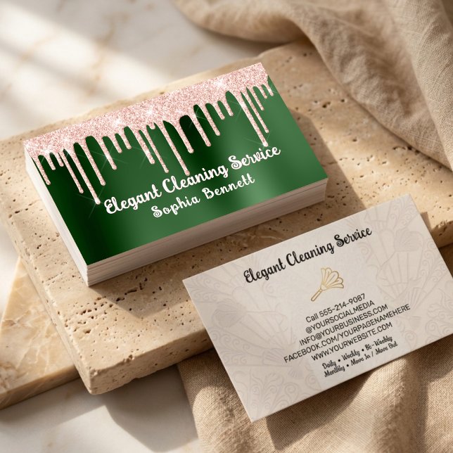 Luxury Rose Cleaning Services Business Card  (Creator Uploaded)