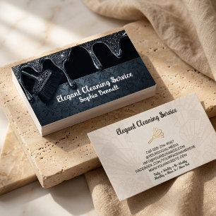 Luxury Rose Cleaning Services Elegant Maid & House Business Card