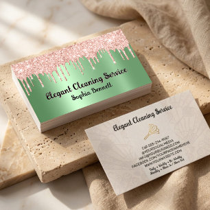 Luxury Rose Cleaning Services Elegant Maid & House Business Card