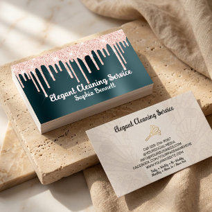 Luxury Rose Cleaning Services Elegant Maid & House Business Card
