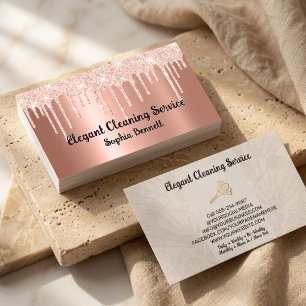 Luxury Rose Cleaning Services Elegant Maid & House Business Card