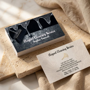Luxury Rose Cleaning Services Elegant Maid & House Business Card