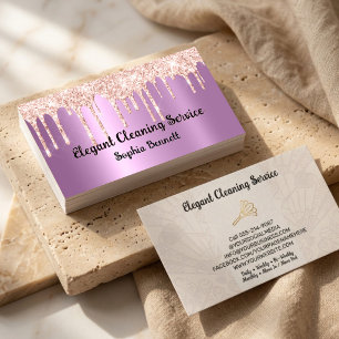 Luxury Rose Cleaning Services Elegant Maid & House Business Card