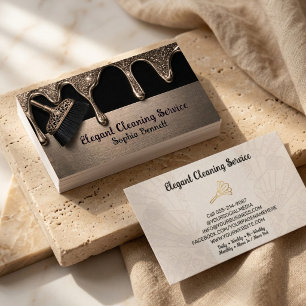 Luxury Rose Cleaning Services Elegant Maid & House Business Card