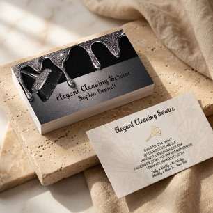 Luxury Rose Cleaning Services Elegant Maid & House Business Card