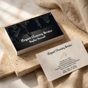 Luxury Rose Cleaning Services Elegant Maid & House Business Card