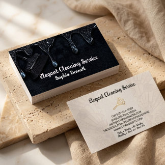 Luxury Rose Cleaning Services Elegant Maid & House Business Card