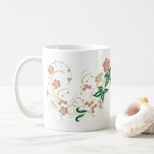 Luxury Rose Gold and Emerald Green Glitter Floral  Coffee Mug