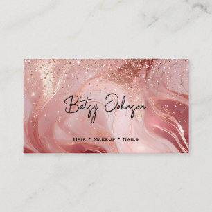 Luxury Rose Gold and Glitter Marbled Business Card
