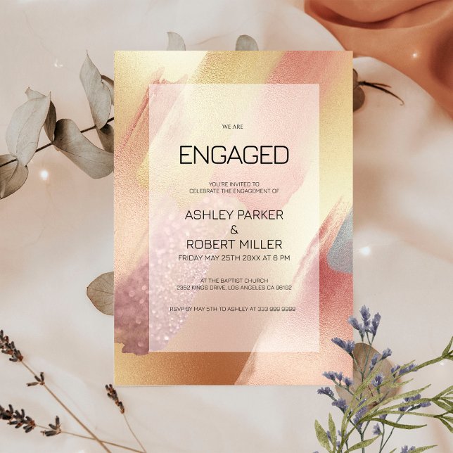 Luxury Rose-Gold and Grey Brush Strokes Invitation (Creator Uploaded)