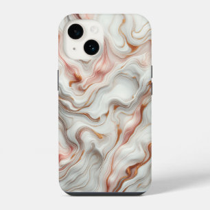Luxury Rose Gold and White Marble Fluid Art - Eleg iPhone 14 Case
