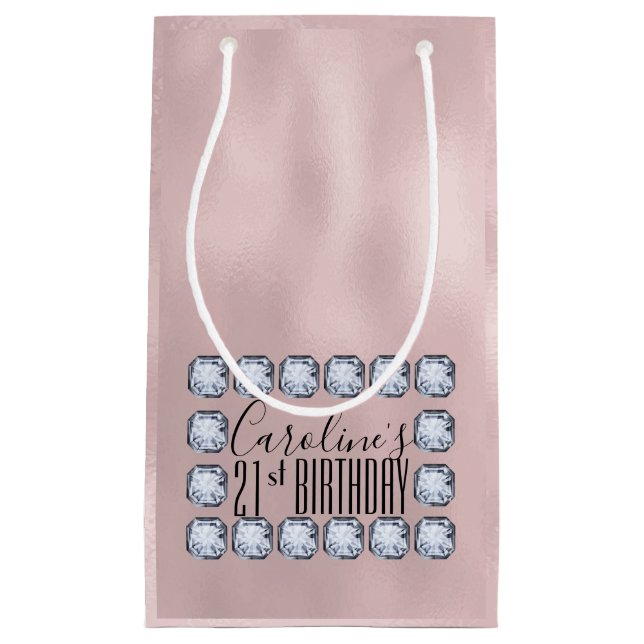 Luxury Rose gold Birthday Glass Texture Small Gift Bag (Front)