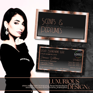 Luxury Rose Gold Black Gradient with Logo Luxe  Business Card