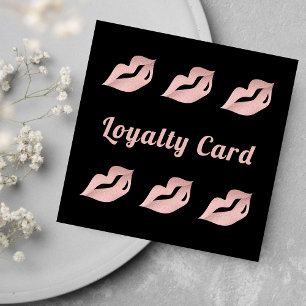 Luxury Rose Gold & Black Lips Glamour Loyalty Card