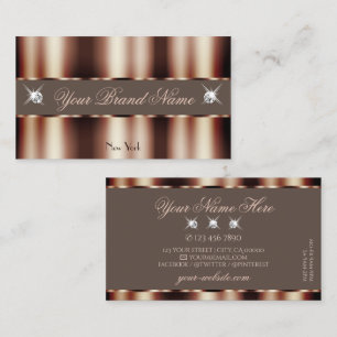 Luxury Rose Gold Brown Sparkle Diamonds Glamorous Business Card