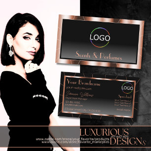 Luxury Rose Gold Cool Black Gradient with Logo Business Card