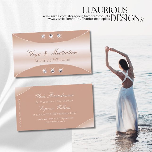Luxury Rose Gold Decor with Sparkle Jewels Business Card (Creator Uploaded)