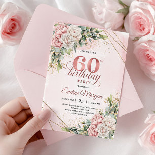 Luxury Rose Gold Dusty Pink 60th Birthday Invite