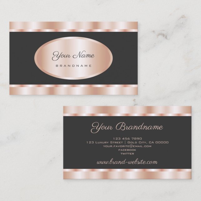Luxury Rose Gold Effect and Dark Grey Professional Business Card (Front/Back)