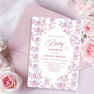 Luxury Rose Gold Floral Roses Baby Shower Invite