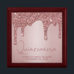 Luxury Rose Gold Glitter Drips Quinceanera Gift Box<br><div class="desc">Elegant Chic Rose Gold Sparkle Glitter Drips Quinceanera Gift Card Box featuring faux glitter drips on a chic metallic style background. Designed by Cedar and String. To personalise further, please click the "customise further" link and use the design tool to modify the design. If you need assistance or matching items,...</div>