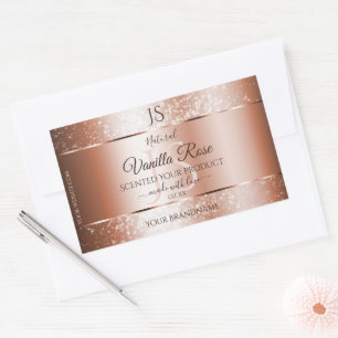 Luxury Rose Gold Glitter Initials Product Labels