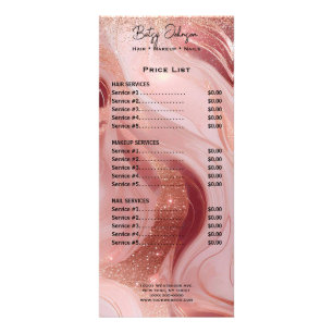 Luxury Rose Gold Glitter Rack Card Price List