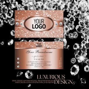 Luxury Rose Gold Glitter Spark Stars Diamonds Logo Business Card