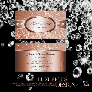 Luxury Rose Gold Glitter Sparkle Stars Diamonds Business Card